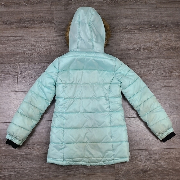 JUSTICE Girls' Teal Hooded Puffer Winter Coat Size 12 - Picture 11 of 16